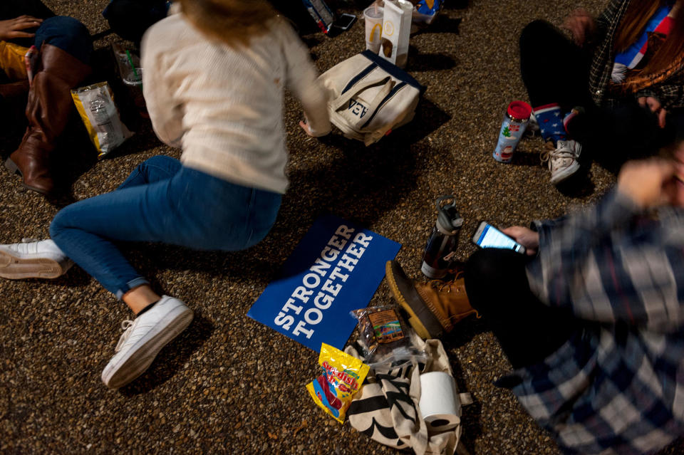 Tears and cheers as Donald Trump and Hillary Clinton supporters clash at the White House