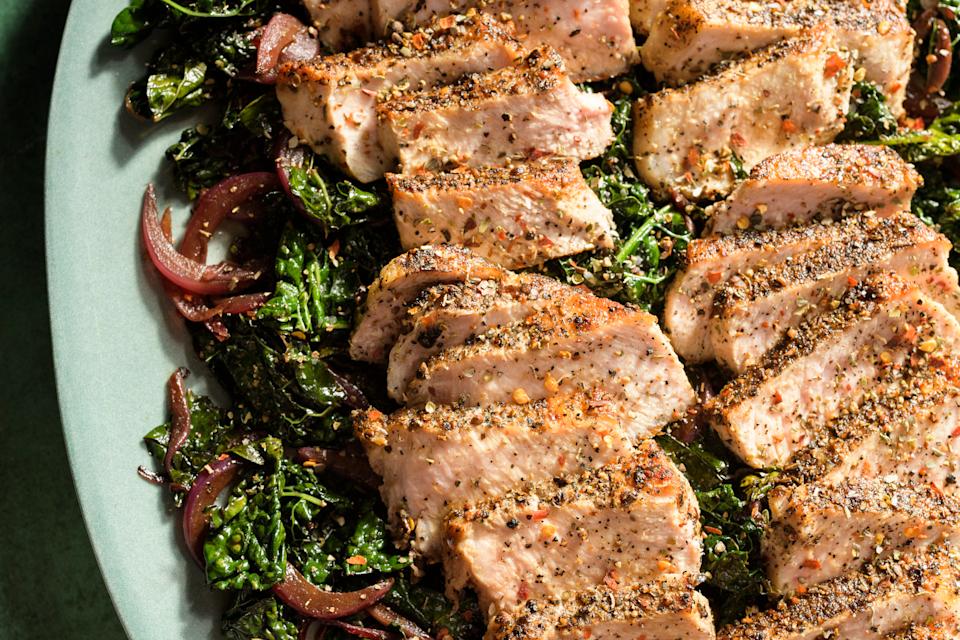 Stop marinating meat. Instead, season then sauce onepan Florentine pork
