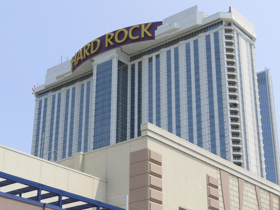 The exterior of the Hard Rock casino in Atlantic City, N.J. is shown on June 15, 2023. The city's two newest casinos - Hard Rock and Ocean - which both opened on June 27, 2018, have become the second and third most successful Atlantic City casinos in terms of money won from in-person gamblers. (AP Photo/Wayne Parry)