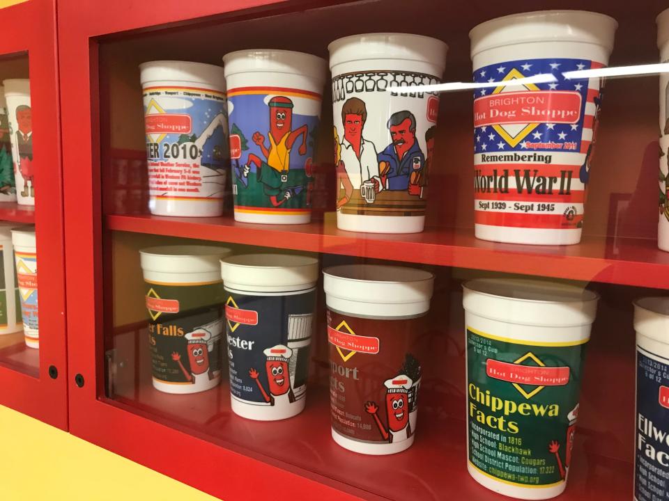 Fun cups are popular at the Brighton Hot Dog Shoppe.