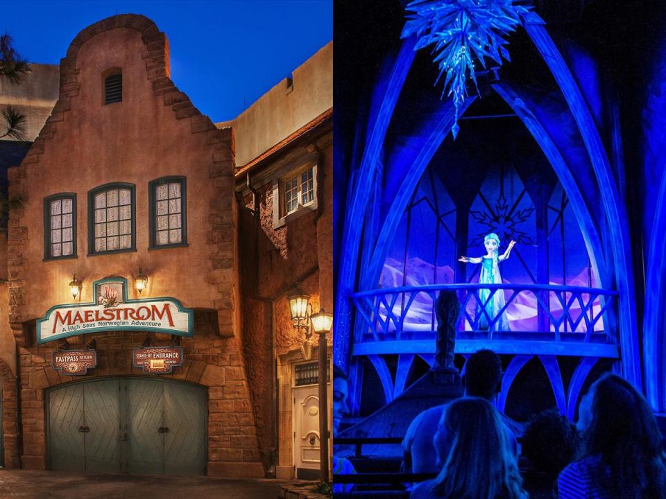 Historical image of Maelstrom and Frozen Ever After at Walt Disney World.