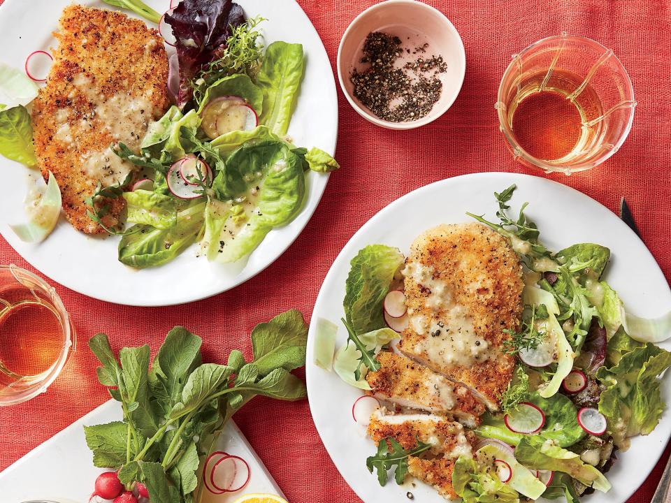 Oven-Fried Chicken with Spring Salad