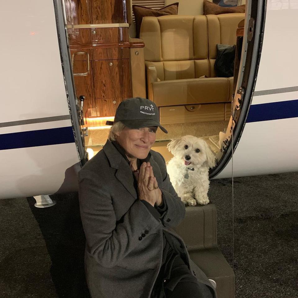 Glenn Close's <a href="https://www.instagram.com/glennclose/?hl=en" rel="nofollow noopener" target="_blank" data-ylk="slk:dog content on Instagram;elm:context_link;itc:0;sec:content-canvas" class="link ">dog content on Instagram</a> is almost as iconic as her dog Pip herself, who accompanies her on jets, to film sets and <a href="https://people.com/pets/glenn-close-dog-pip-independent-spirit-awards/" rel="nofollow noopener" target="_blank" data-ylk="slk:even to red carpets;elm:context_link;itc:0;sec:content-canvas" class="link ">even to red carpets</a>.