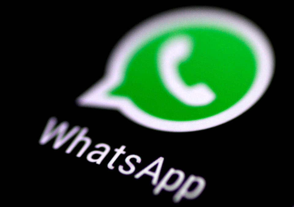 The WhatsApp messaging application is seen on a phone screen August 3, 2017.   REUTERS/Thomas White