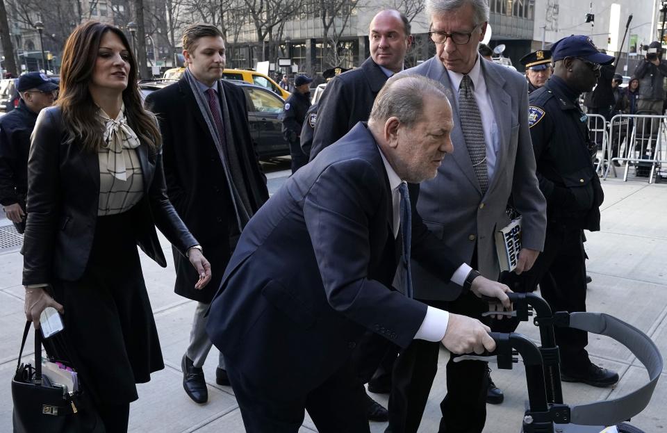 Harvey Weinstein arrives Monday at the Manhattan Criminal Court. The jury had told the judge Friday it was struggling to reach agreement some of the charges. (Photo: TIMOTHY A. CLARY/AFP via Getty Images)