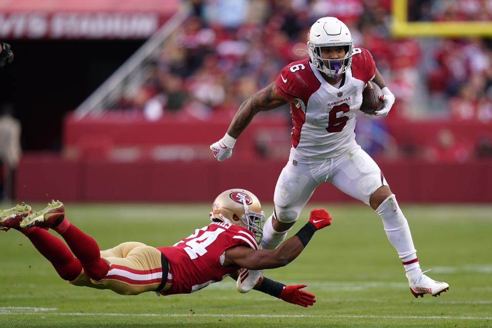 Cardinals running back James Conner carved up the 49ers defense in Week 9 for 96 rushing yards and two touchdowns, plus 77 receiving yards and another score.