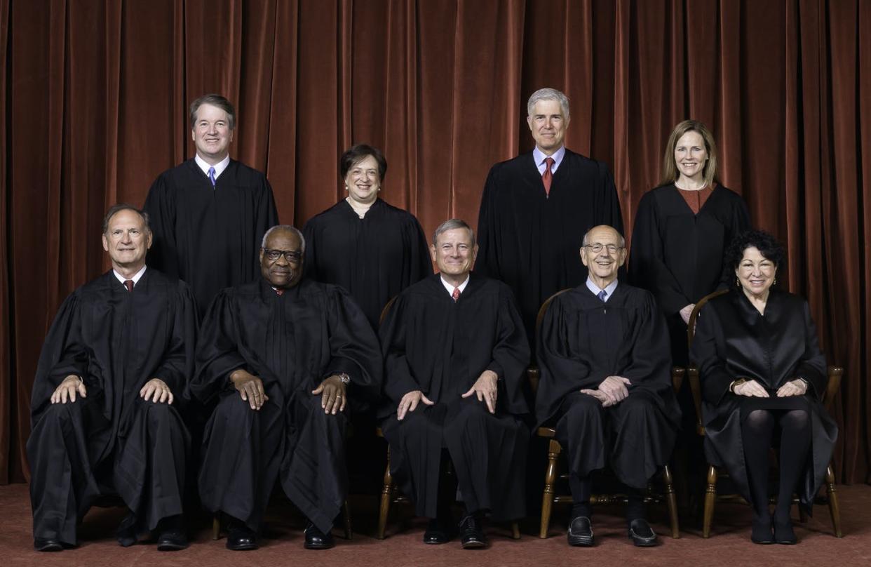 <span class="caption">The current Supreme Court has a 6-3 conservative majority.</span> <span class="attribution"><a class="link " href="https://www.supremecourt.gov/about/justices.aspx" rel="nofollow noopener" target="_blank" data-ylk="slk:Fred Schilling, Collection of the Supreme Court of the United States;elm:context_link;itc:0;sec:content-canvas">Fred Schilling, Collection of the Supreme Court of the United States</a></span>