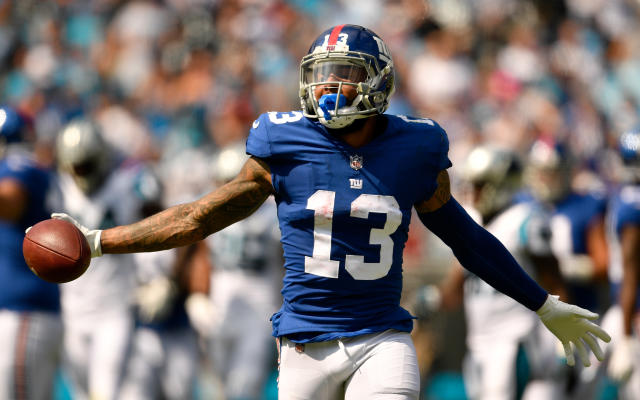 New York Giants wide receiver ODELL BECKHAM JR. makes a leaping catch