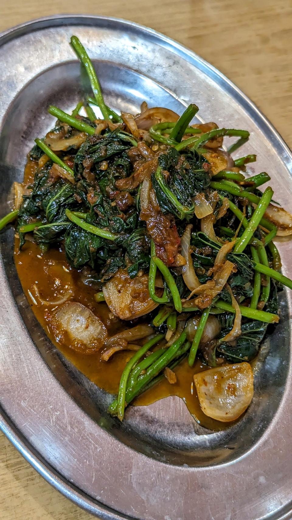 Just an outstanding plate of Belacan Stir Fried Sweet Potato Leaves.