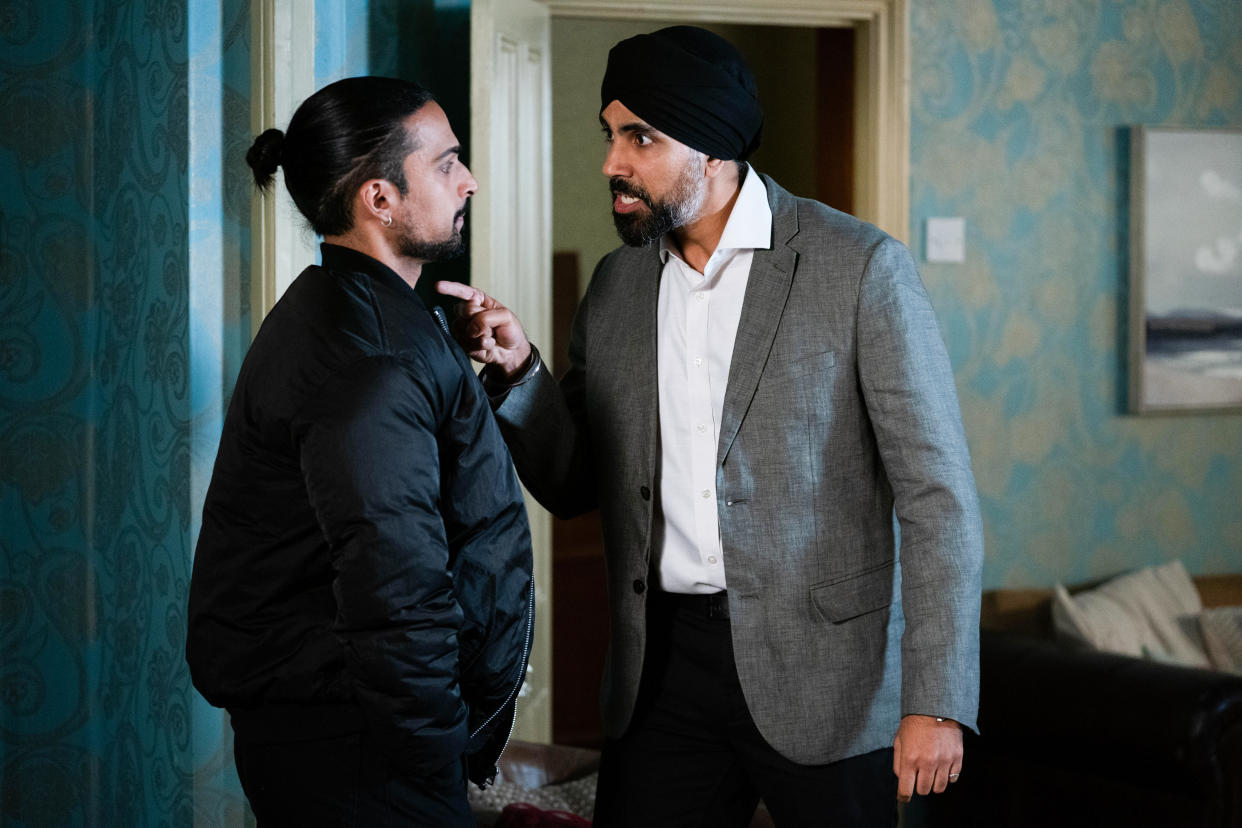 EastEnders,08-11-2022,6587,EastEnders|Ravi Gulari (AARON THIARA);EastEnders|Kheerat Panesar (JAZ DEOL),***EMBARGOED TILL SATURDAY 5TH NOVEMBER 2022***, BBC, Jack Barnes/Kieron McCarron