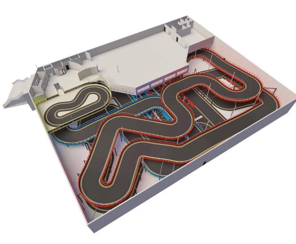 Layout plans for a three-level go-kart track at the new FastTrax Entertainment. The facility is expected to open by the end of 2024 next to Headpinz on Treeline Avenue in Fort Myers.