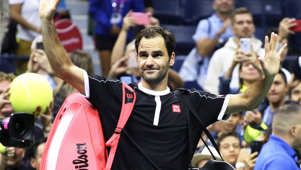 Roger Federer (pictured) waves goodbye to the crowd.