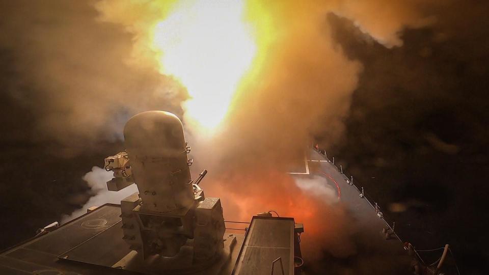 The U.S. Navy destroyer Carney shot down multiple missiles and drones fired by Iran-allied Houthi rebels on Oct. 19, 2023, in the Red Sea. (MC2 Aaron Lau/U.S. Navy)