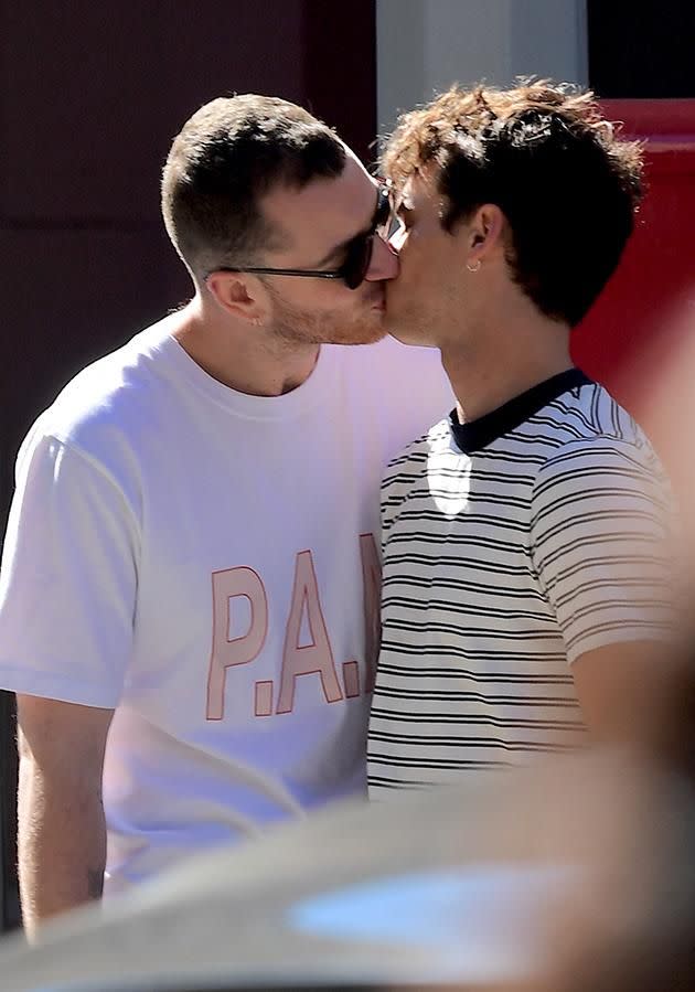 The pair shared a kiss after they enjoyed a nice lunch in West Village New York City. Source: Splash