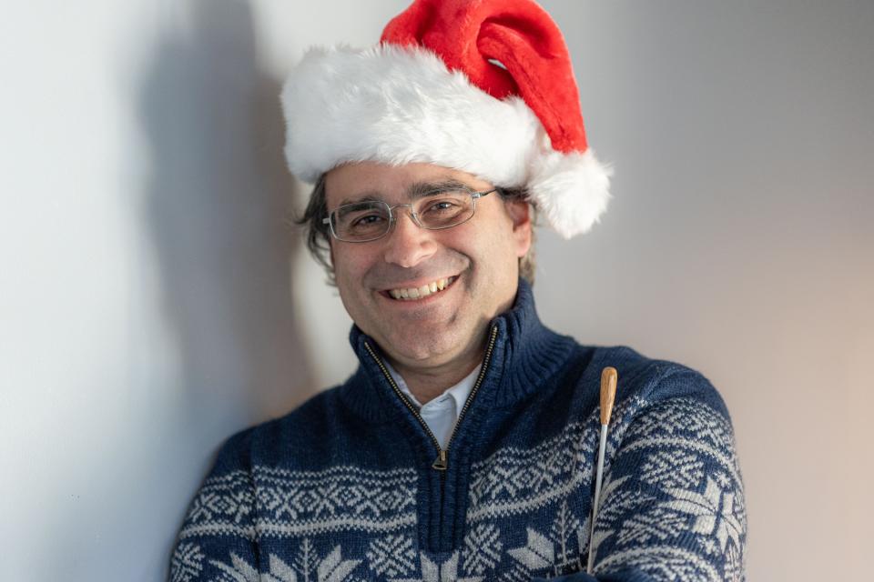 The Cape Symphony's assistant conductor Joe Marchio gets into the spirit for "Holidays on the Cape," which he is conducting over three days this weekend.