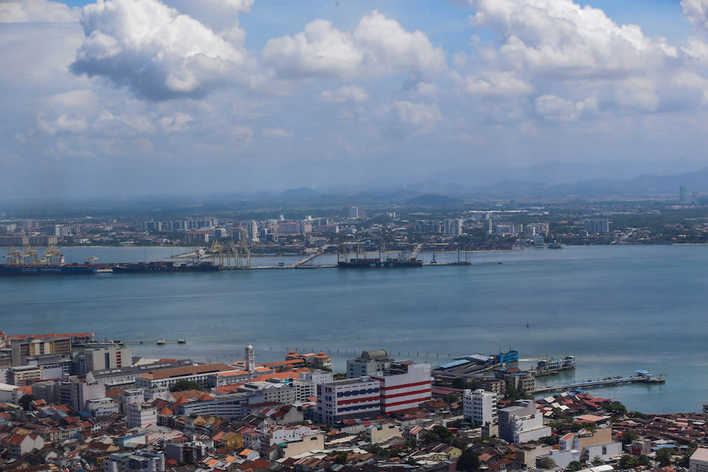 An aerial view of Penang during clear skies seen from level 59 of Komtar in George Town November 13, 2019. — Picture by Sayuti Zainudin