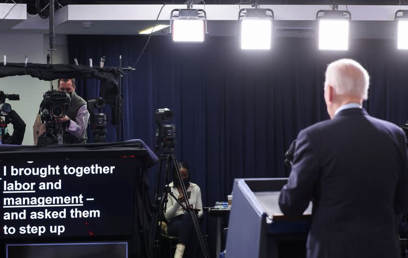 U.S. President Joe Biden delivers remarks on the economy at the White House in Washington