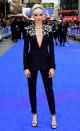 <p>Delevingne continued her suit streak, choosing a tailored slim-fitting style by British brand Burberry. A bespoke bejewelled cape adorned her shoulders with matching sandals providing the perfect finishing touch. (Photo: PA) </p>