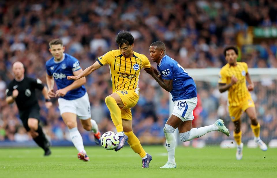 Ashley Young pulls back Kaoru Mitoma to earn a red card against Brighton (Getty Images)