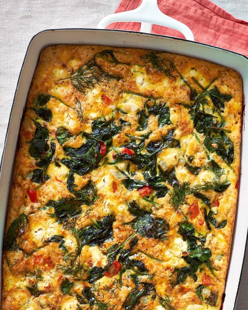 Make-Ahead Spinach and Feta Egg Casserole