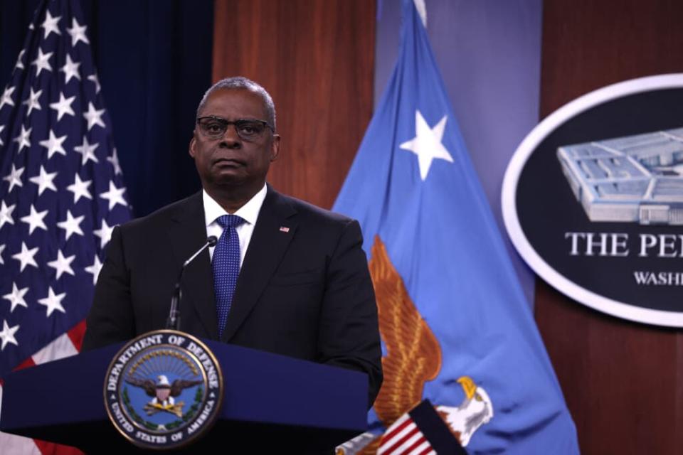 ARLINGTON, VIRGINIA – JULY 20: Secretary of Defense Lloyd Austin speaks at a news briefing at the Pentagon on July 20, 2022 in Arlington, Virginia. Secretary Austin and Chairman of the Joint Chiefs of Staff General Mark Milley spoke about their virtual meeting with the Ukraine Defense Contact Group. (Photo by Anna Moneymaker/Getty Images)