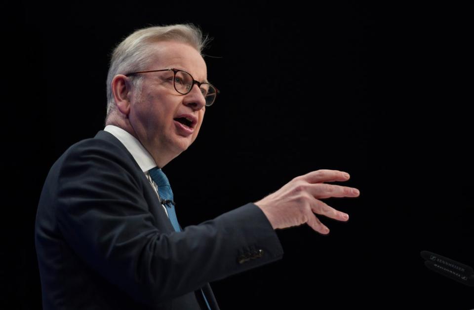 Communities Secretary Michael Gove giving his keynote address (Peter Byrne/PA) (PA Wire)