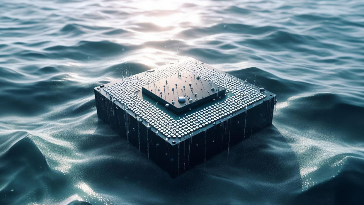  Processor floating in the ocean. 