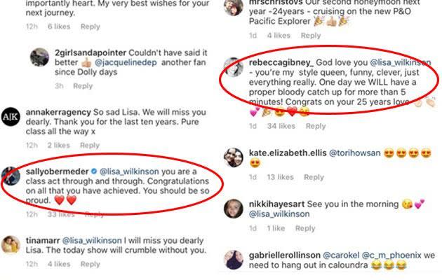 Stars have been leaving heartfelt messages of praise for Lisa. Source: Instagram