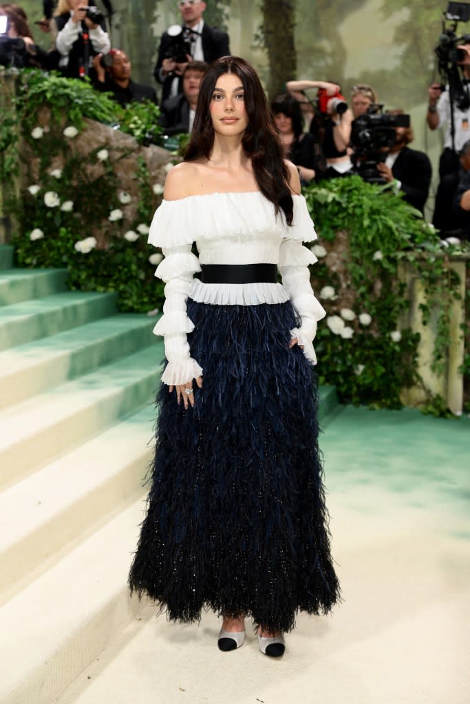 Camila Morrone attends The 2024 Met Gala Celebrating "Sleeping Beauties: Reawakening Fashion" at The Metropolitan Museum of Art on May 06, 2024 in New York City.