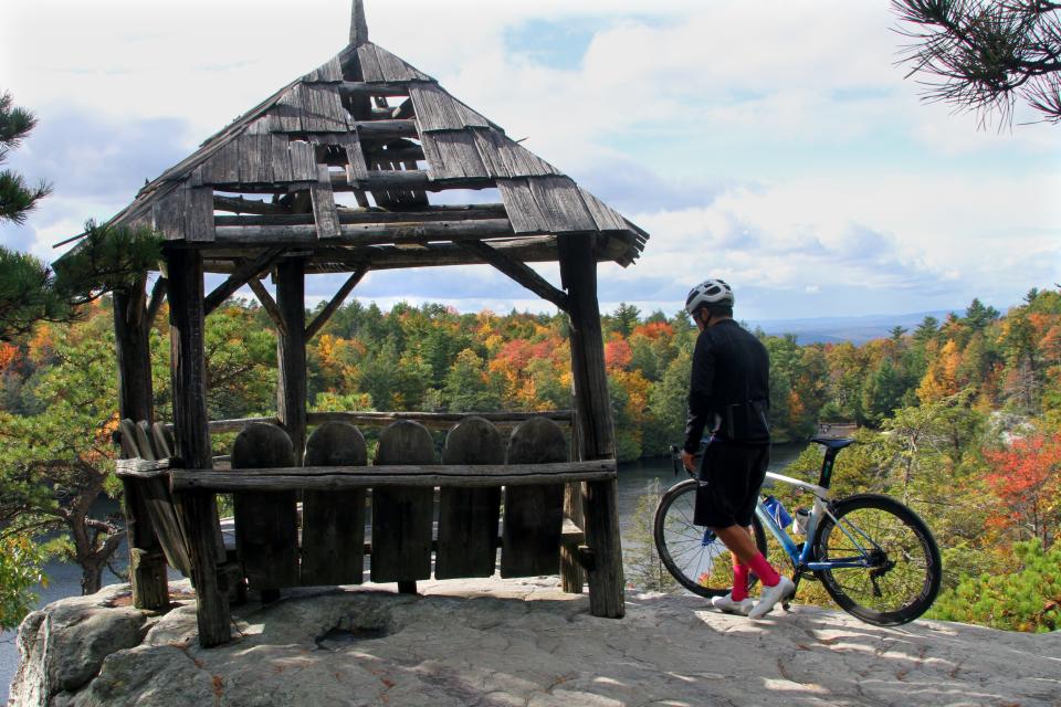 Bikers, walkers and hikers were out in droves at Minnewaska State Park Preserve in Ulster County, NY. to  view the gorgeous fall colors on Oct. 17, 2021.