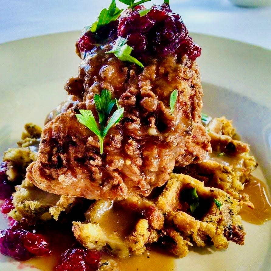 The Matt's Fish Camp location in Lewes will offer a fried turkey and stuffing waffle special during Thanksgiving week. It's made with buttermilk fried turkey, stuffing, house gravy and cranberry jam on a waffle.