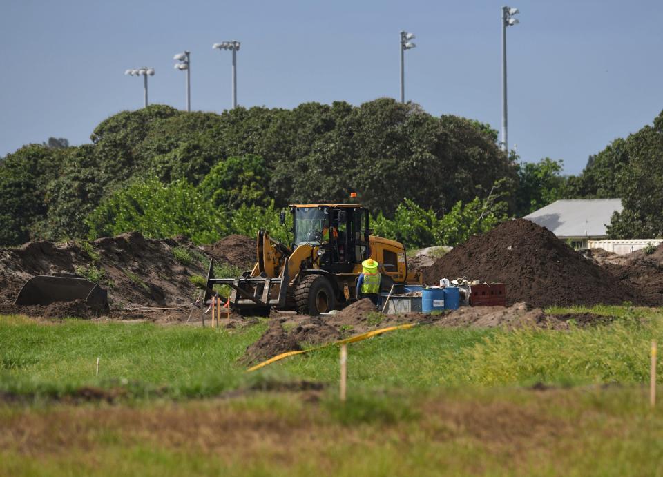 A view of the ongoing construction at the future site of the Costco store along Kanner Highway in Stuart on Monday, June 10, 2024. Along with the store, developer M&M Realty expects to build 378 apartments, an 18-pump gas station, restaurants and other stores on the 49-acre site.