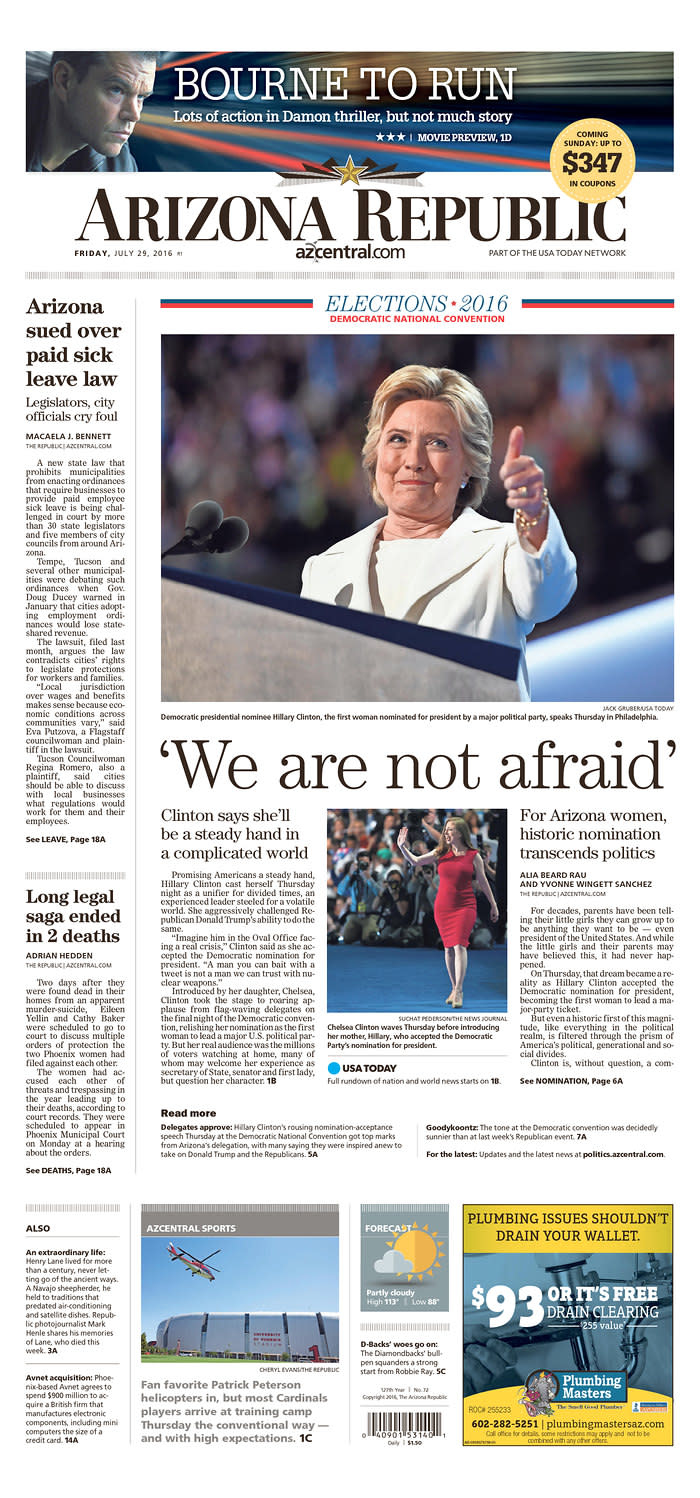 ‘We are not afraid’ The Arizona Republic