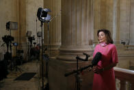 House Speaker Nancy Pelosi of Calif., speaks during an interview with The Associated Press on Capitol Hill in Washington, Wednesday, May 13, 2020. (AP Photo/Patrick Semansky)