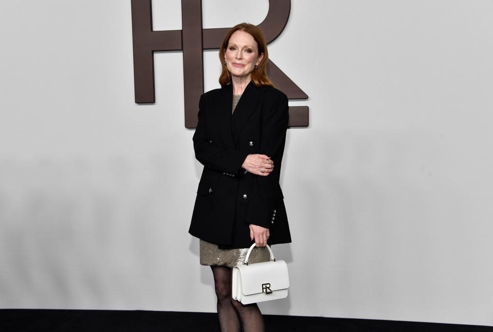 Julianne Moore arrives at the Ralph Lauren Spring/Summer 2024 fashion show as part of New York Fashion Week on Sept. 8, 2023, in New York.