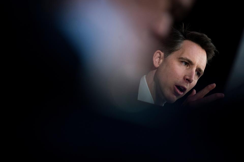 Sen. Josh Hawley, R-Mo., speaks during the Supreme Court confirmation hearings for Ketanji Brown Jackson.