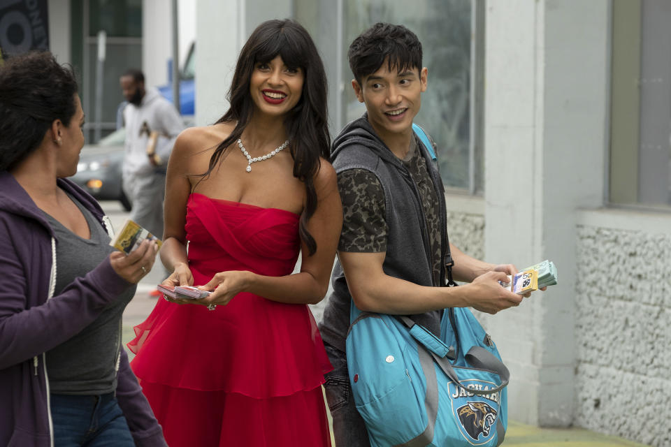 Jameela Jamil and Manny Jacinto in "The Good Place." (Photo: NBC via Getty Images)