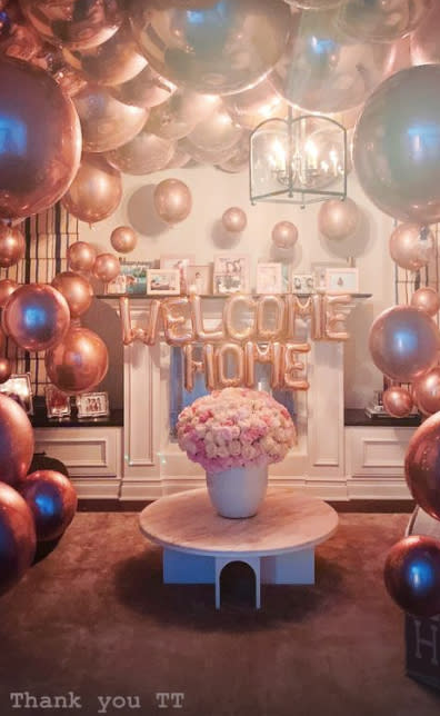 <p>Why settle for flowers when you can have flowers <em>and </em>balloons?! After a family trip to Turk and Caicos in January 2021, Khloé Kardashian <a href="https://people.com/tv/khloe-kardashian-welcome-home-gifts-tristan-thompson-after-turks-caicos-trip/" rel="nofollow noopener" target="_blank" data-ylk="slk:came home to a sweet surprise from Tristan Thompson;elm:context_link;itc:0;sec:content-canvas" class="link ">came home to a sweet surprise from Tristan Thompson</a>.</p>