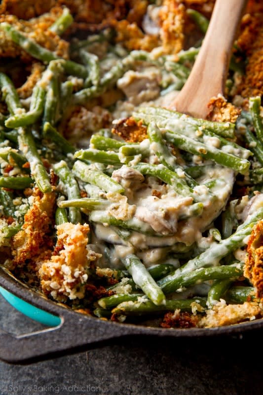 <p>Sally's Baking Addiction</p><p>It's time to upgrade from that casserole with the canned soup. </p><p><strong>Get the recipe: <a href="https://sallysbakingaddiction.com/creamy-green-bean-casserole-from-scratch/" rel="nofollow noopener" target="_blank" data-ylk="slk:Creamy Green Bean Casserole from Scratch;elm:context_link;itc:0;sec:content-canvas" class="link ">Creamy Green Bean Casserole from Scratch</a></strong></p>