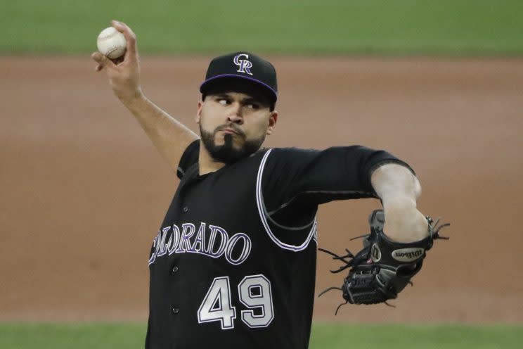 Antonio Senzatela doesn't mow down hitters, but he's effective enough to help keep the Rockies lead the NL West. (AP) 