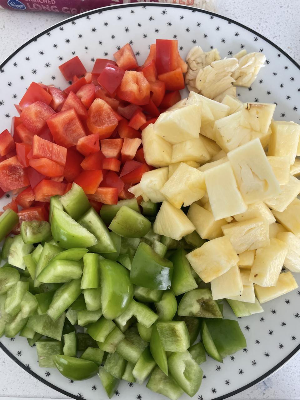 Prepping ingredients for the pork