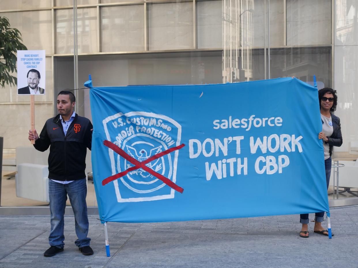 salesforce protest border patrol san francisco 2