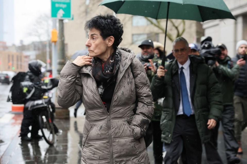 Barbara Fried exiting federal court in New York City after her son’s guilty verdict. REUTERS