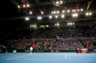 Tennis - Great Britain v Japan - Davis Cup World Group First Round - Barclaycard Arena, Birmingham - 6/3/16 Japan's Kei Nishikori in action against Great Britain's Andy Murray Action Images via Reuters / Andrew Boyers Livepic