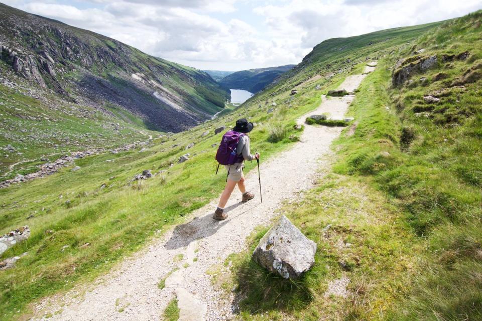 <p><a class="link " href="https://www.wildernessireland.com/vacation-packages/hiking/hiking-the-wicklow-way/" rel="nofollow noopener" target="_blank" data-ylk="slk:BOOK NOW;elm:context_link;itc:0;sec:content-canvas">BOOK NOW</a></p><p>Running from Dublin’s southern suburbs through the entirety of County Wicklow, the Wicklow Way is one of Ireland’s best long-distance paths, taking in forests and heathery hills with a backdrop of fascinating historic sites. </p><p>On this week-long trip, guided walkers take you to: Glendalough, a spectacular valley home, where you'll find a ruined monastic city; the thundering Powerscourt Waterfall, the tallest in the area; Lough Tay, known as the ‘Guinness Lake’ thanks to the darkness of its waters next to the white sand beach; and a historical walking tour of Dublin. The perfect way to work off all that Guinness...</p>