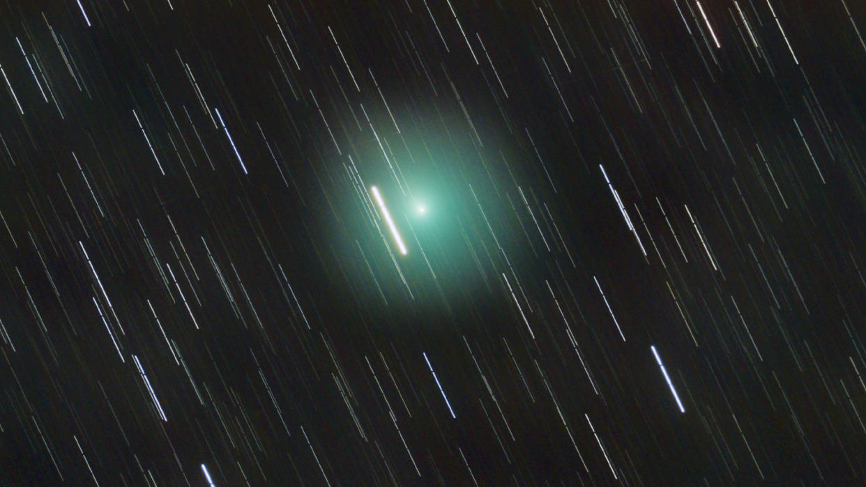  The greenish comet 46P/Wirtanen is responsible for the new shooting stars. 