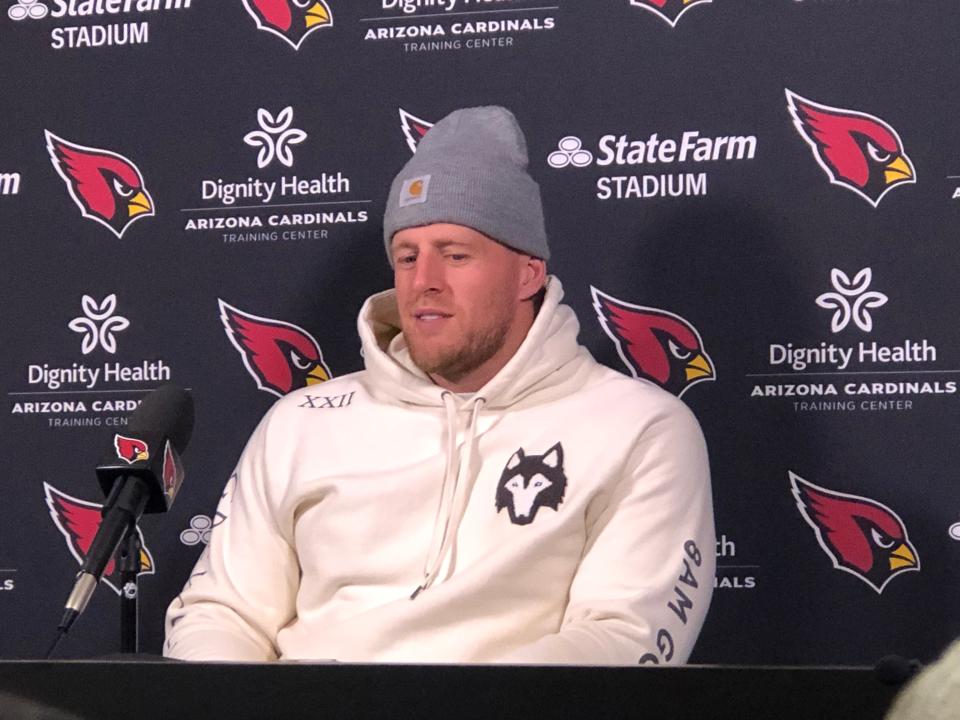 J.J. Watt spoke with reporters for one of the last times, if not the last, as an Arizona Cardinal and NFL player Friday at team headquarters.