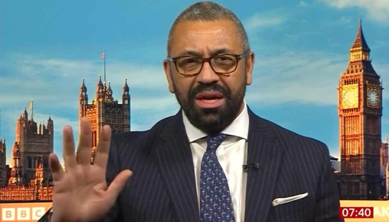 James Cleverly denied calling the Rwanda policy 'bats**t'. (BBC)