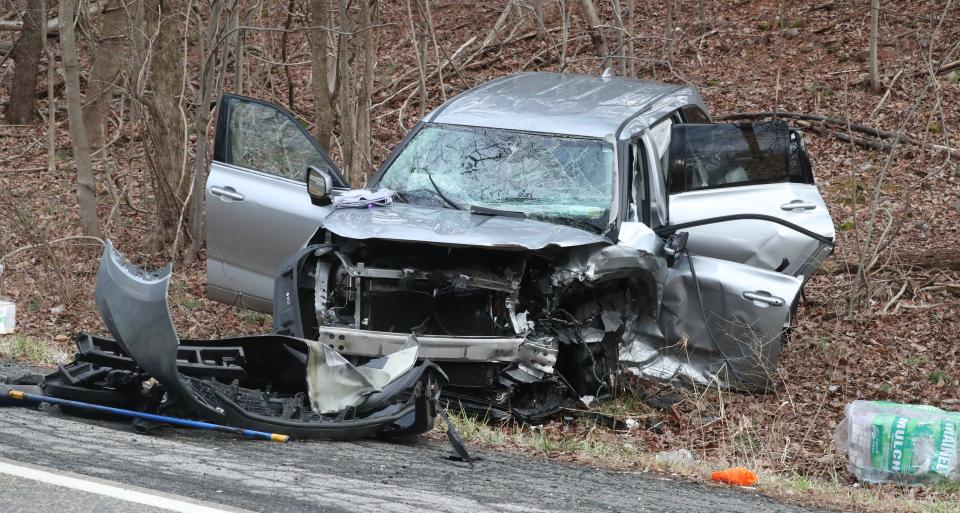 An SUV involved in a fatal accident on Rt, 304 just north of Squadron Blvd. in New City Jan. 20, 2023.