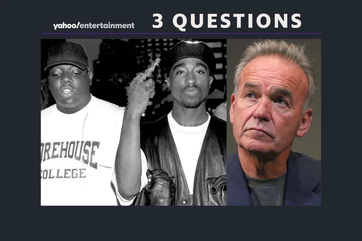 The Notorious B.I.G., Tupac Shakur, Nick Broomfield (Photo illustration: Yahoo News / Photos: Lionsgate, Getty Images)